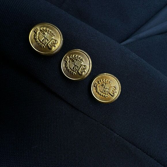 JOS A. BANK 48L Black Wool Executive Collection Gold Button Blazer Suit Jacket - Picture 4 of 12